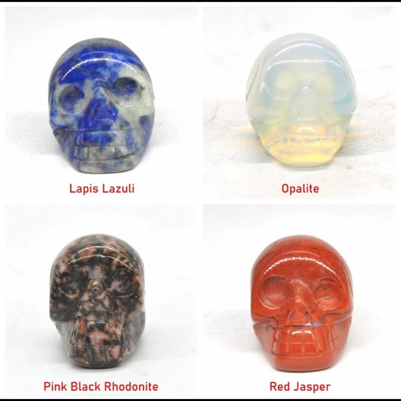 Skull Statue Natural Stone Carved - Picture 6 of 6